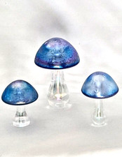 Heron Glass Blue Mushroom Set