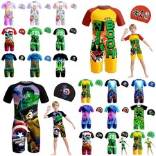 Kids Characters Swimming Costume One Piece Swimwear Beachwear Bikini Set 4-10Y