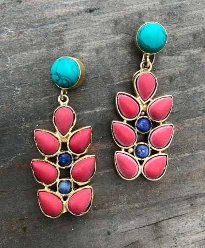 Coral turquoise earrings tree - coral, earrings,