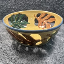 Jamaica Wassi Art Large Leaf Bowl - 8.11.52 Signed RGS -M. Lawton Potter 10.75"