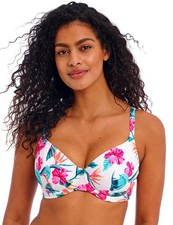 Freya Palm Paradise Plunge Bikini Top Underwired Womens Swimwear 205002 White
