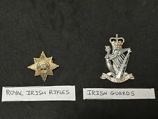 Uk Military Staybrite Royal Irish Rifles Collar Badge / Irish Guards Cap Badge