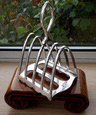 Antique Walker & Hall Silver Plated  Four Slice Toast Rack with Welsh Dragon