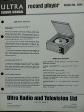 Ultra Portable Record player Model 6004 Service manual