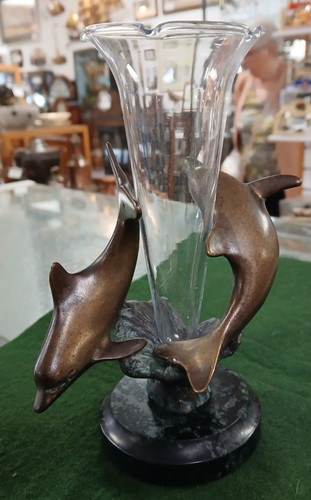 Vintage bronze dolphins - bronze,