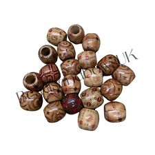 Beads Barrel Drum, Ethnic Patterned Wood Wooden Large Hole Mixed 50 pack ,W145