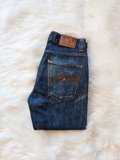 Nudie Jeans - Grim Tim - W28 X L32 - Blue Denim - Drainpipes w/ Rip in the Knee
