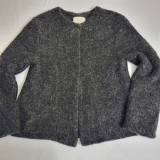 Zara Girls Gray Fuzzy Angora Blend Snap Front Cardigan Jacket Size 13/14