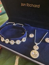 Jon Richard Silver Necklace, Earrings And Bracelet Set. 3 Piece Set New