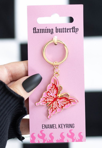Flaming butterfly keyring - flaming,