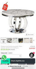 Chelsea Marble & Chrome round table  130cm Width.