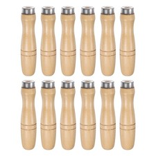 12pcs Wooden File Handle 4.72" 6.8mm Round Hole Handle with Collar for 10" Files