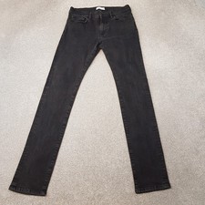 Reiss Mens Jeans 30x32 Black Slim Dark Denim Zip Fly Trousers W30 L32