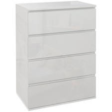 HOMCOM Bedroom Chest of Drawers, High Gloss 4 Drawers Dresser, White