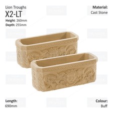 Lion Trough Pair, x2 Cast