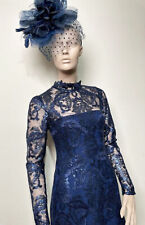  Reiss Women's Cocktail /party Dress embroidered lace dark blue size 10