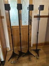 4x Surround Speaker Stands Telescopic Cast Iron Base Spikes Internal Cables SONY