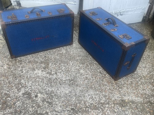 Pair vintage blue metal - of,