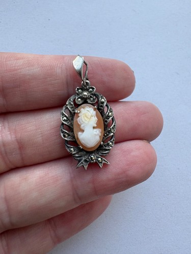 Small oval vintage marcasite - vintage,