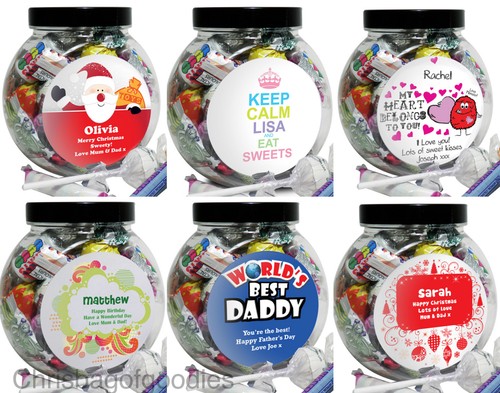 Personalised round sweets jar - round,