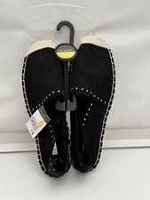 Primark Black Espadrille Flat-form Shoes Rope Toe Cap, Size UK 8