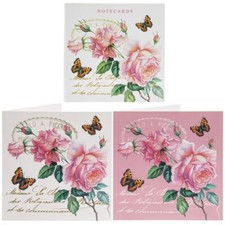 Note Card - 10 x Notelets - Redoute Rose Butterfly Mother's Day Gift Thank You 