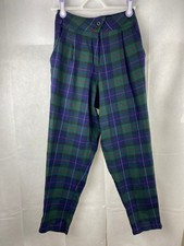 Motel Rocks Trousers Size XS Green Blue Tartan Check Trousers