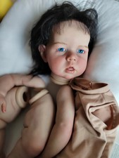 28in Painted Reborn Doll Kit Toddler Boy Hand-Rooted Black Mohair DIY Toys Gift