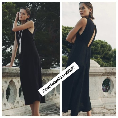 Zara linen black dress - black,