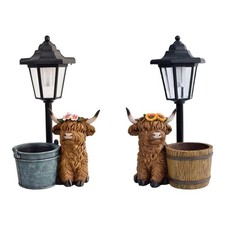 Highland cow statue - with, solar
