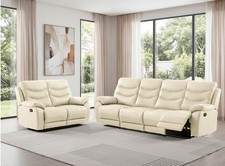 CREAM Italian Leather 4 Seater