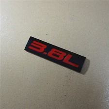 1x Red 3.8L Black Metal Badge Sticker Decal Emblem Engine Auto Coupe Turbo 3D v6