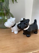 Scotty/Westie Dog Scottish Terrier Salt & Pepper Pots Shakers pair black & white