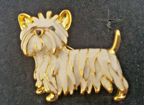 Westie dog pin - dog, (white