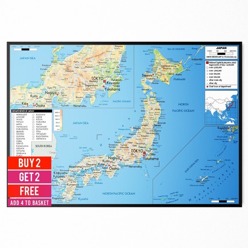 Map japan poster - map,