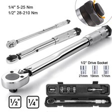 Ratcheting Torque Wrench 1/2" 1/4" Square Socket Drive Extension Adjust 28-210Nm