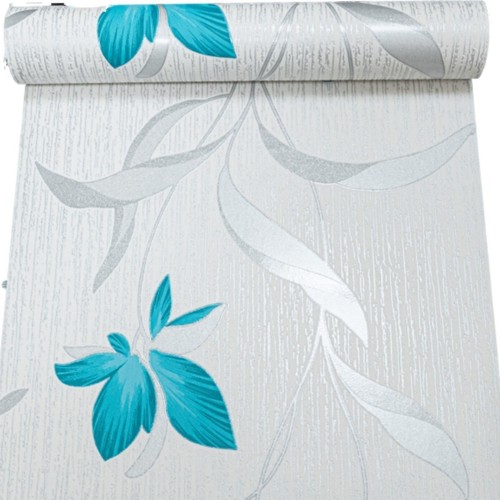 Silver teal floral - silver,