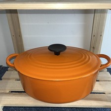 Le Creuset Oval Casserole Dish Pan Red/Orange Cast Iron Size C 26CM with Lid