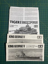 Vintage Model Kit Instructions Job lot  of 9 Tamiya Military Tanks Ships