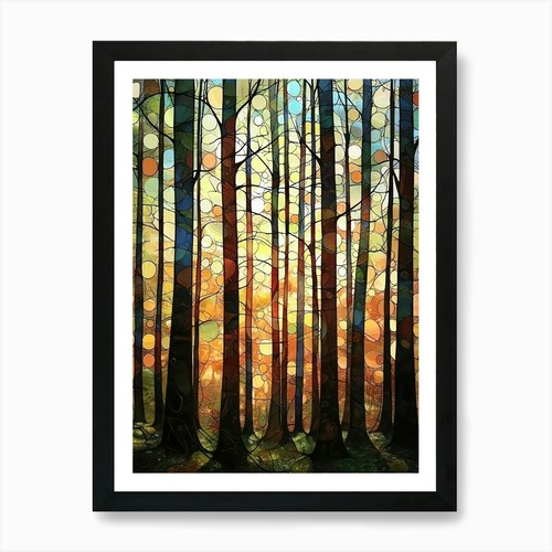 Gustav klimt print trees - print,
