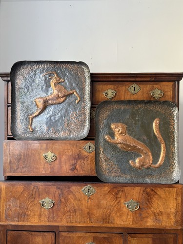 Pair late 19thc hammered brass - 19thc,