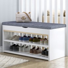 Wooden Shoe Bench with Cushion