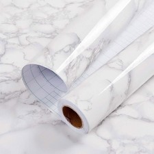 Hode Marble Sticky Back Plastic 90x300cm Self Adhesive Vinyl Wrap White Grey