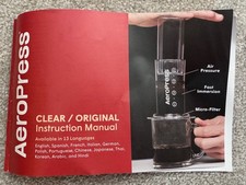 Aeropress Original Clear & Stand & Instructions *please read