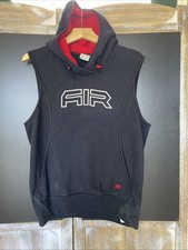 Nike Air Sleeveless Hoodie Mens Size S Black Red Vest Jumper 90's Y2k Spell Out