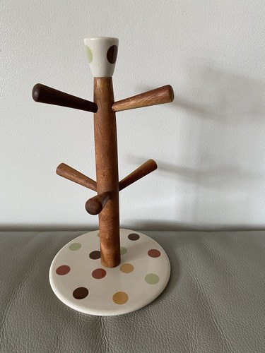 Pottery wood mug tree - pottery,