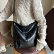 Ladies Cross Body Bucket Bag Fashion Leather Wide Strap Women Shoulder Vintage