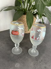 2 X Stella Artois Special Edition Festive 33cl Frosted Beer Glases Brand New