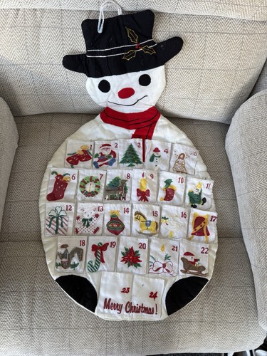 Vintage fabric snowman advent - fabric,