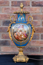 Large 19th Century Sevres Blue Ormolu Table Lamp 48cm Tall